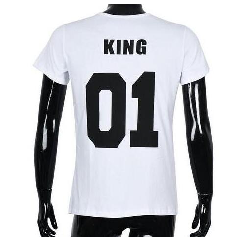 100% Cotton Matching T shirt King 07 Queen 07 Prince Princess Newborn Letter Print Shirts,Couples Leisure Short Sleeve O neck T-