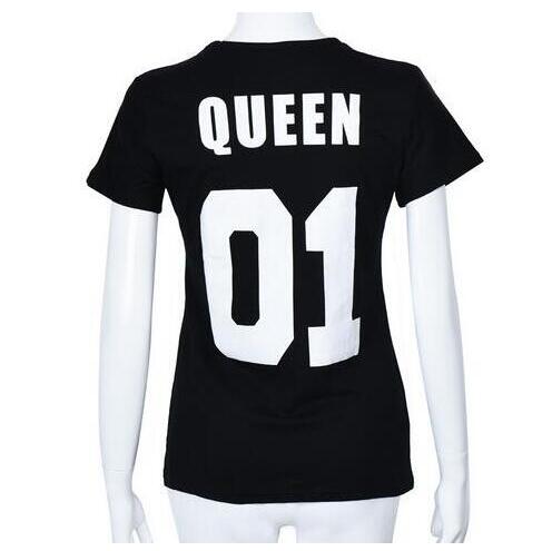 100% Cotton Matching T shirt King 07 Queen 07 Prince Princess Newborn Letter Print Shirts,Couples Leisure Short Sleeve O neck T-