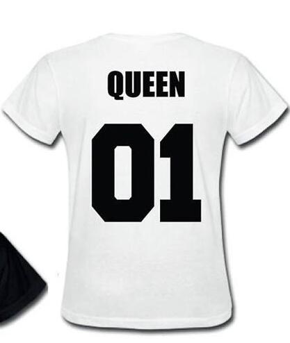 100% Cotton Matching T shirt King 07 Queen 07 Prince Princess Newborn Letter Print Shirts,Couples Leisure Short Sleeve O neck T-