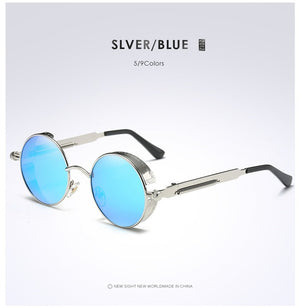 Gold Metal Polarized Sunglasses Gothic Steampunk Sunglasses Mens Womens Fashion Retro Vintage Shield Eyewear Shades 372 Red