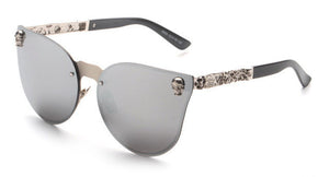 ROYAL GIRL  Women Cat Eye Sunglasses Metal Frame Star carving Flower Sunglasses Mirror Glasses oculos de sol feminino ss147