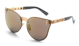 ROYAL GIRL  Women Cat Eye Sunglasses Metal Frame Star carving Flower Sunglasses Mirror Glasses oculos de sol feminino ss147