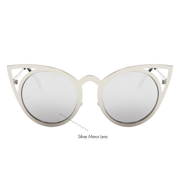 ROYAL GIRL 2017 New Women Sunglasses Vintage Cat Eye Sun glasses Metal Eyeglasses Frames Mirror Shades Sexy Sunnies ss309