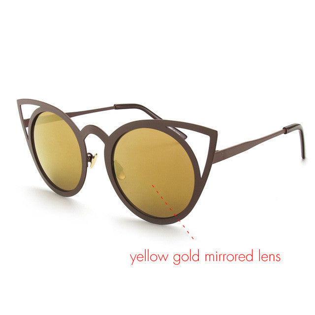ROYAL GIRL 2017 New Women Sunglasses Vintage Cat Eye Sun glasses Metal Eyeglasses Frames Mirror Shades Sexy Sunnies ss309