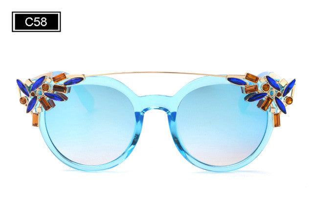 ROYAL GIRL High Quality Double Girder Cat Eye Sunglasses Women Brand Designer Vintage Sun Glasses With Diamond Oculos ss722