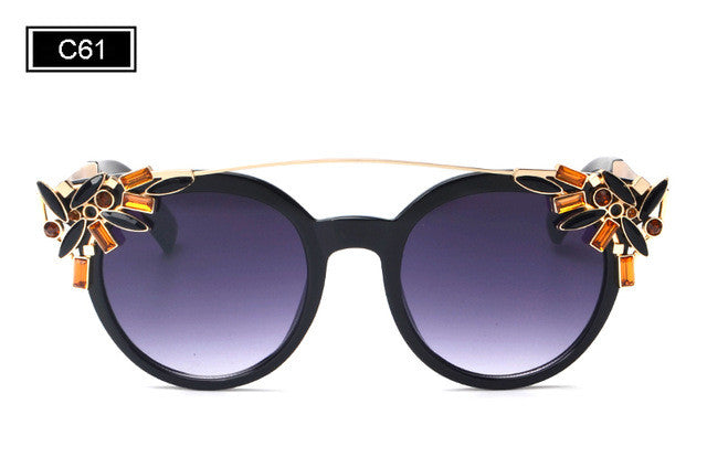 ROYAL GIRL High Quality Double Girder Cat Eye Sunglasses Women Brand Designer Vintage Sun Glasses With Diamond Oculos ss722
