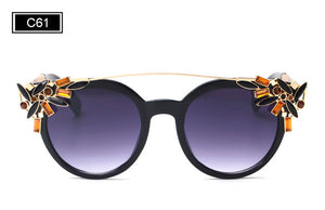 ROYAL GIRL High Quality Double Girder Cat Eye Sunglasses Women Brand Designer Vintage Sun Glasses With Diamond Oculos ss722