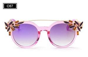 ROYAL GIRL High Quality Double Girder Cat Eye Sunglasses Women Brand Designer Vintage Sun Glasses With Diamond Oculos ss722
