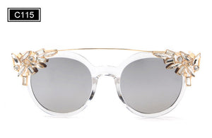 ROYAL GIRL High Quality Double Girder Cat Eye Sunglasses Women Brand Designer Vintage Sun Glasses With Diamond Oculos ss722