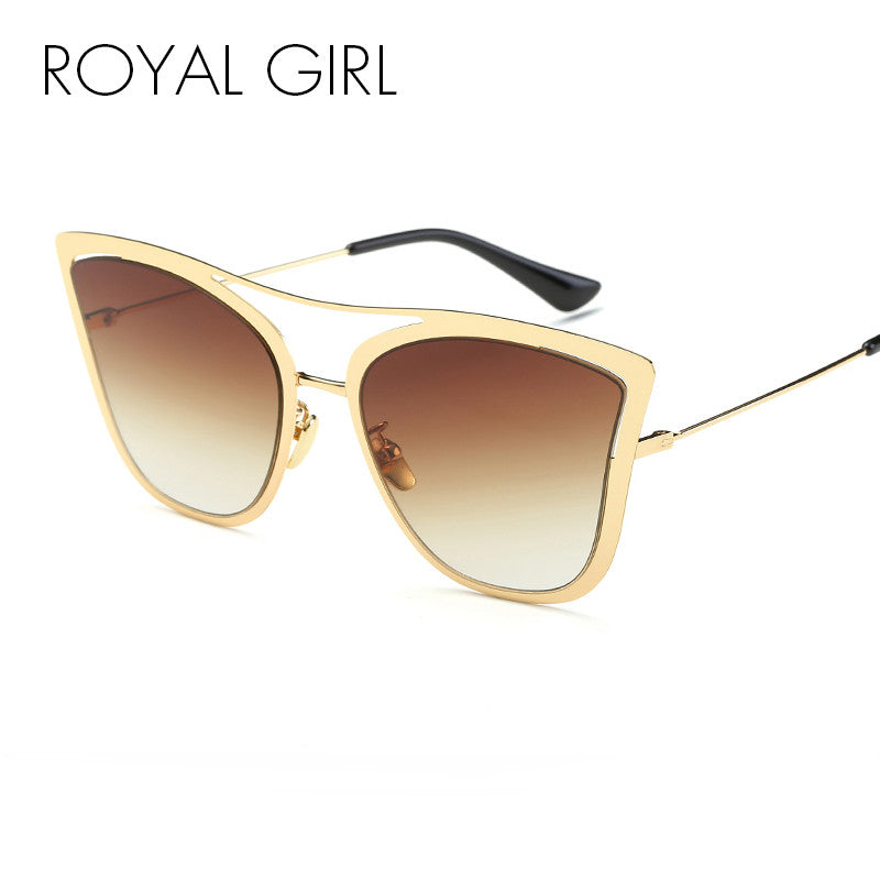 ROYAL GIRL Metal Frame Cat Eye Women Sunglasses Female Brand Designer Alloy Legs Glasses Famous oculos de sol feminino ss907