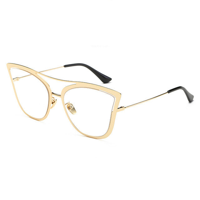 ROYAL GIRL Metal Frame Cat Eye Women Sunglasses Female Brand Designer Alloy Legs Glasses Famous oculos de sol feminino ss907
