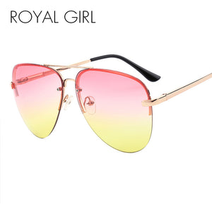 ROYAL GIRL Quality Women Rimless Sunglasses Classic Brand Designer Chic Sunnies Summer Style Female Rivet Shades UV400 ss097