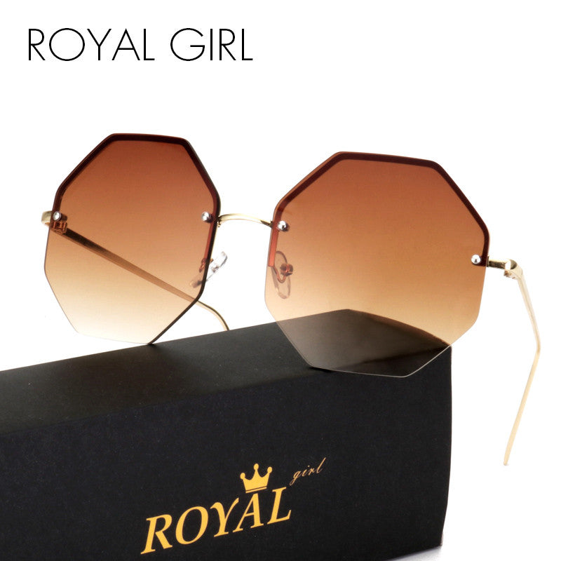 ROYAL GIRL 2017 Stylish Rimless Sunglasses Women Oversize Square Shape Classic Brand Designer Lunettes Transpar Glasses ss919