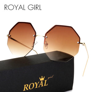 ROYAL GIRL 2017 Stylish Rimless Sunglasses Women Oversize Square Shape Classic Brand Designer Lunettes Transpar Glasses ss919