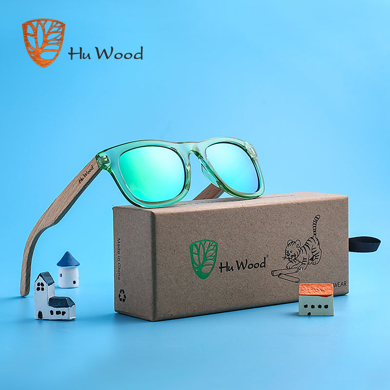 HU WOOD Brand Design Children Sunglasses Multi-color Frame Wooden Sunglasses for Child Boys Girls Sunglasses  Wood GR1001