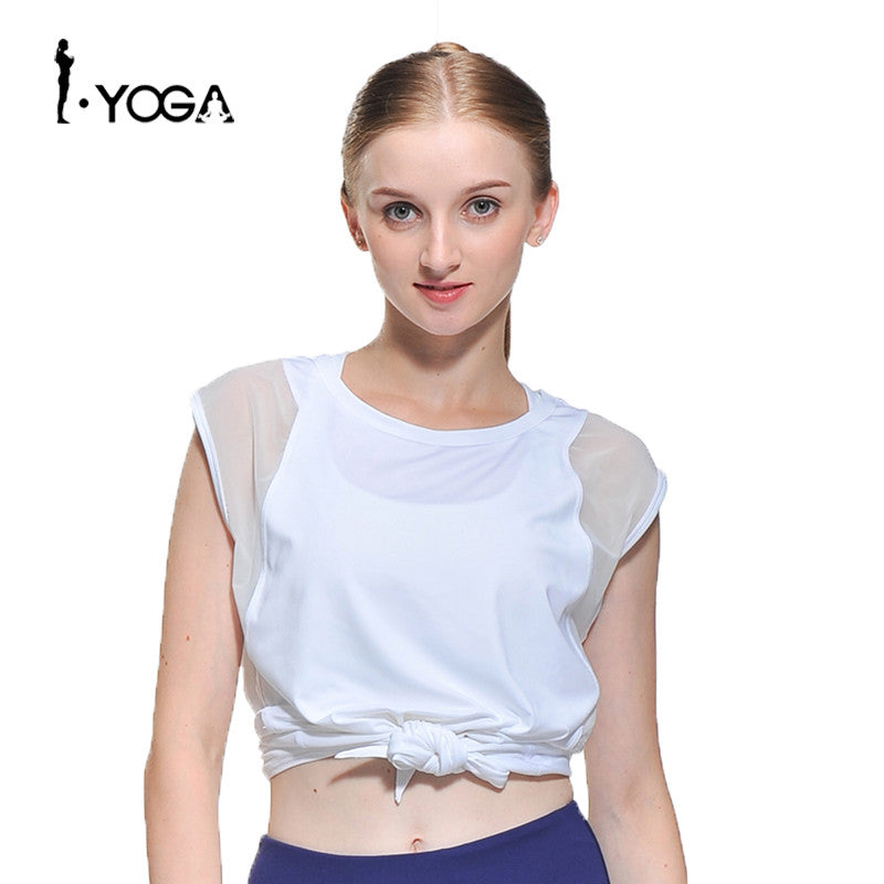 Fitness Active Sexy Yoga Sports Loose Vest Tank Top Workout Gym Training Mesh T Shirt Fashion Running Clothes for Sport Women