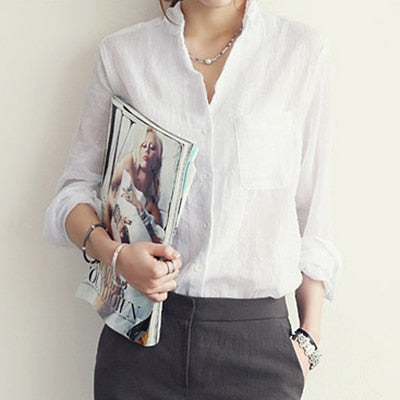Chemisier Femme Womens Tops Fashion 2018 Autumn Linen White Shirt Women Long Sleeve Blouse Korean Woman Clothes Roupas Femininas