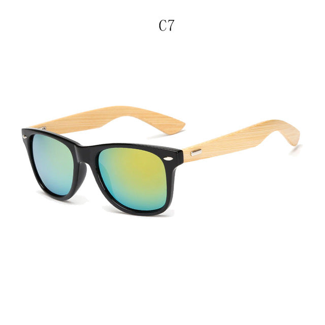 BOYSEEN Retro Wood Sunglasses Men Bamboo Sunglass Women Brand Design Sport Goggles Gold Mirror Sun Glasses Shades lunette oculo