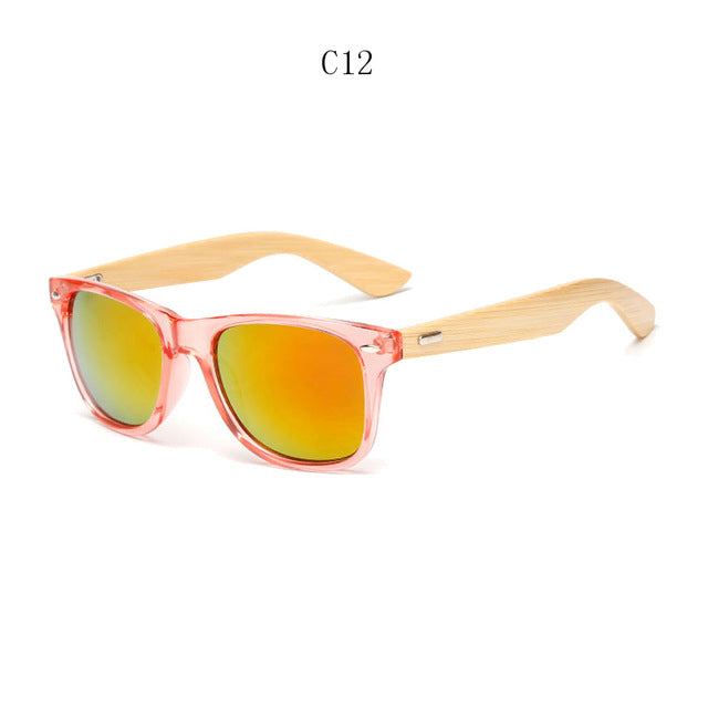 BOYSEEN Retro Wood Sunglasses Men Bamboo Sunglass Women Brand Design Sport Goggles Gold Mirror Sun Glasses Shades lunette oculo