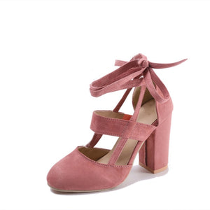 MCCKLE Female Fashion Ankle Strap Two Piece Black Chunky Heel High Heels 2018 Women's Comfortable Pumps Ladies Plus Size Shoes