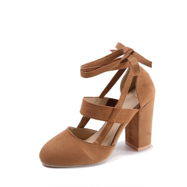MCCKLE Female Fashion Ankle Strap Two Piece Black Chunky Heel High Heels 2018 Women's Comfortable Pumps Ladies Plus Size Shoes