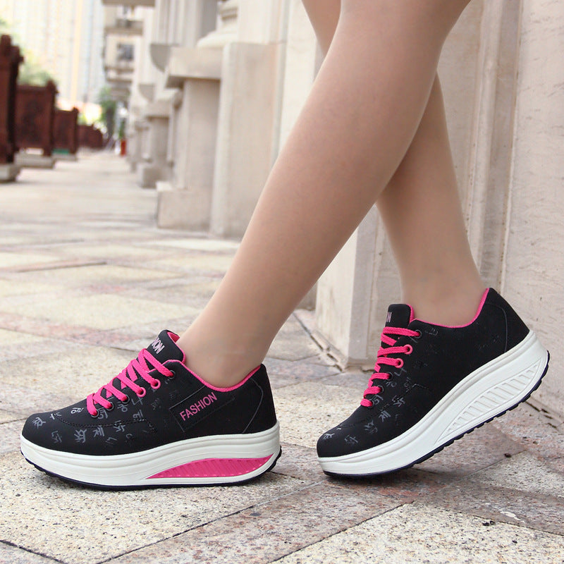 Women shoes 2018 new arrival fashion pu leather breathable waterproof wedges platform shoes woman casual shoes women sneakers