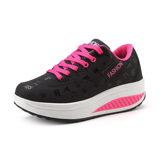 Women shoes 2018 new arrival fashion pu leather breathable waterproof wedges platform shoes woman casual shoes women sneakers