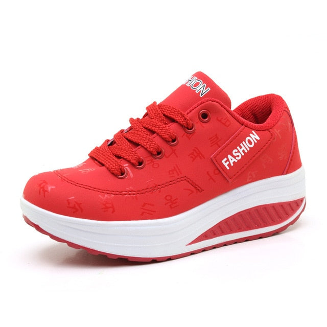Women shoes 2018 new arrival fashion pu leather breathable waterproof wedges platform shoes woman casual shoes women sneakers