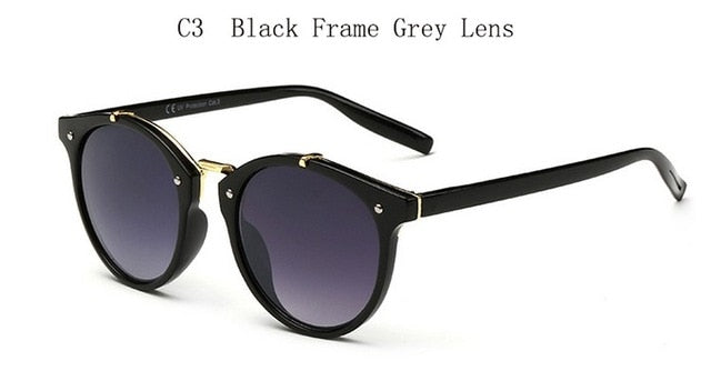 2018 Vintage Round Rivet Sunglasses Women Brand Designer Eyewear UV400 Gradient Female Retro Sun Glasses Elegant Oculos De Sol