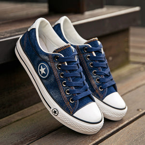 Women Fashion Sneakers Denim Canvas Shoes Star Summer Casual Shoes Trainers Walking Skateboard Flats Tenis Chaussure Femmes 44