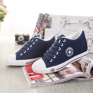 Summer Sneakers Wedges Canvas Shoes Women Casual Shoes Female Cute White Basket Stars Zapatos Mujer Trainers 5 cm Height tenis