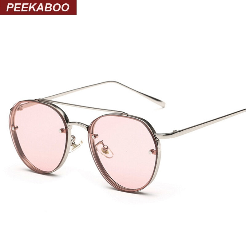 Peekaboo Newest yellow green pink ocean sunglasses women fashion summer style steam punk metal sun glasses men uv400 lentes de
