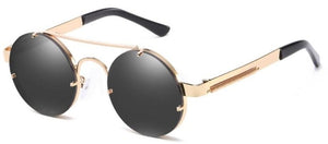 Prouddemon New Retro Round Steampunk Sunglasses Women Luxury Popular Metal Spring Sun Glasses For Men Big Mirror Lens Oculos