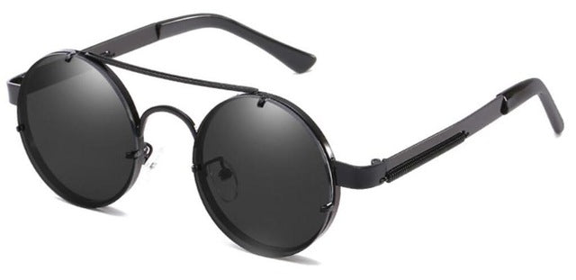 Prouddemon New Retro Round Steampunk Sunglasses Women Luxury Popular Metal Spring Sun Glasses For Men Big Mirror Lens Oculos