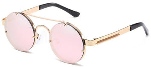 Prouddemon New Retro Round Steampunk Sunglasses Women Luxury Popular Metal Spring Sun Glasses For Men Big Mirror Lens Oculos