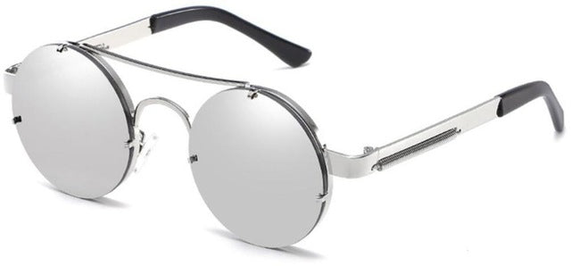 Prouddemon New Retro Round Steampunk Sunglasses Women Luxury Popular Metal Spring Sun Glasses For Men Big Mirror Lens Oculos