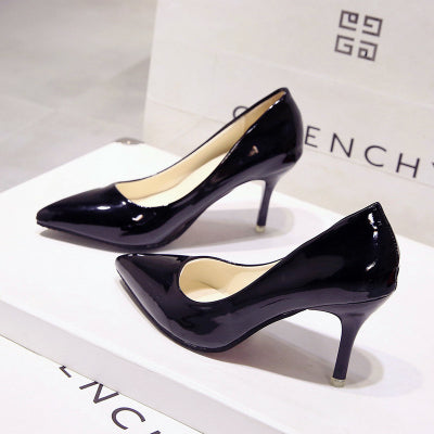 2018 HOT Women Shoes Pointed Toe Pumps Patent Leather Dress  High Heels Boat Shoes Wedding Shoes Zapatos Mujer Blue wine red