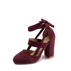 MCCKLE Female Fashion Ankle Strap Two Piece Black Chunky Heel High Heels 2018 Women's Comfortable Pumps Ladies Plus Size Shoes