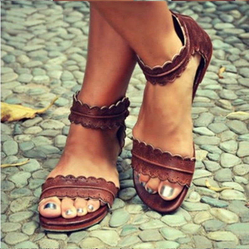 Women Sandals Retro Flats Sandals For Women Summer Shoes 2018 New Women Open Toe Beach Shoes Female Zip Casual Sandalias 42 43