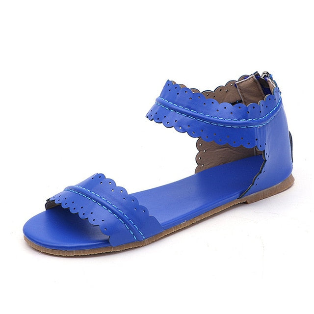 Women Sandals Retro Flats Sandals For Women Summer Shoes 2018 New Women Open Toe Beach Shoes Female Zip Casual Sandalias 42 43