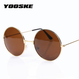 YOOSKE Vintage Round Sunglasses For Women Men Brand Designer Mirrored Glasses Retro Female Male Sun Glasses Men's Women's