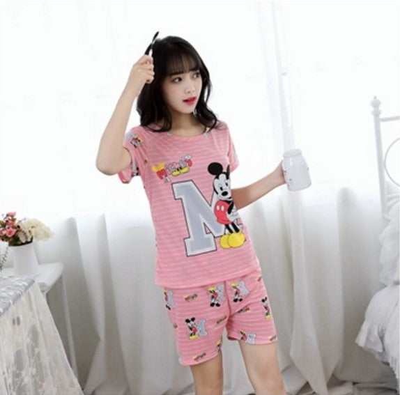 Soprt Leisure Clothes Newest 2018 Spring & Summer Short Sleeved Women Pajamas Thin Cotton Pyjamas Lovely Girl Sleepwear Home
