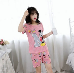 Soprt Leisure Clothes Newest 2018 Spring & Summer Short Sleeved Women Pajamas Thin Cotton Pyjamas Lovely Girl Sleepwear Home