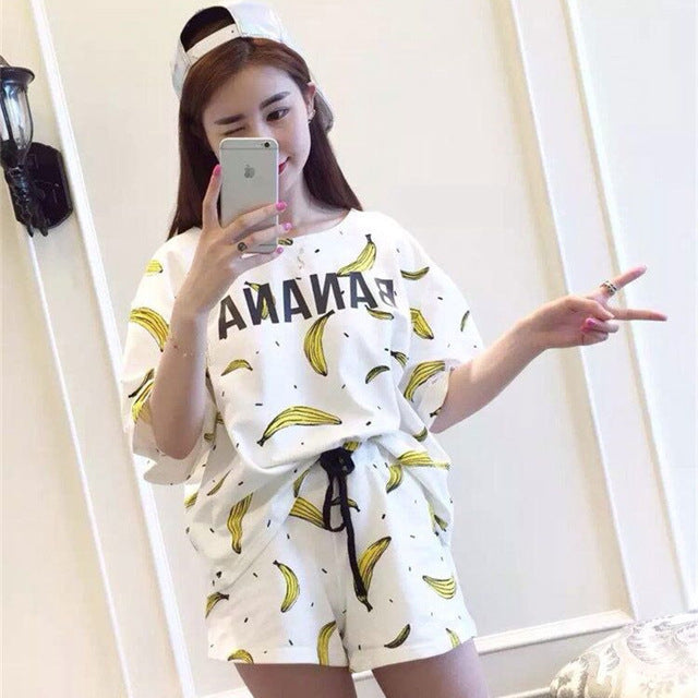 Soprt Leisure Clothes Newest 2018 Spring & Summer Short Sleeved Women Pajamas Thin Cotton Pyjamas Lovely Girl Sleepwear Home