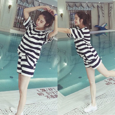 Soprt Leisure Clothes Newest 2018 Spring & Summer Short Sleeved Women Pajamas Thin Cotton Pyjamas Lovely Girl Sleepwear Home
