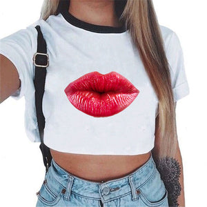 CDJLFH 2018 Summer Harajuku Crop Top T Shirt Clothes Sexy Tops For Women Clubwear Cute Croptop For Girls Top Femme