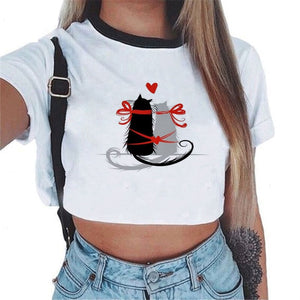 CDJLFH 2018 Summer Harajuku Crop Top T Shirt Clothes Sexy Tops For Women Clubwear Cute Croptop For Girls Top Femme