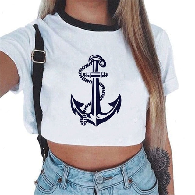 CDJLFH 2018 Summer Harajuku Crop Top T Shirt Clothes Sexy Tops For Women Clubwear Cute Croptop For Girls Top Femme