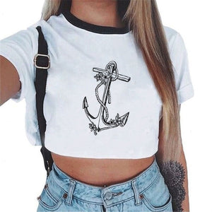 CDJLFH 2018 Summer Harajuku Crop Top T Shirt Clothes Sexy Tops For Women Clubwear Cute Croptop For Girls Top Femme