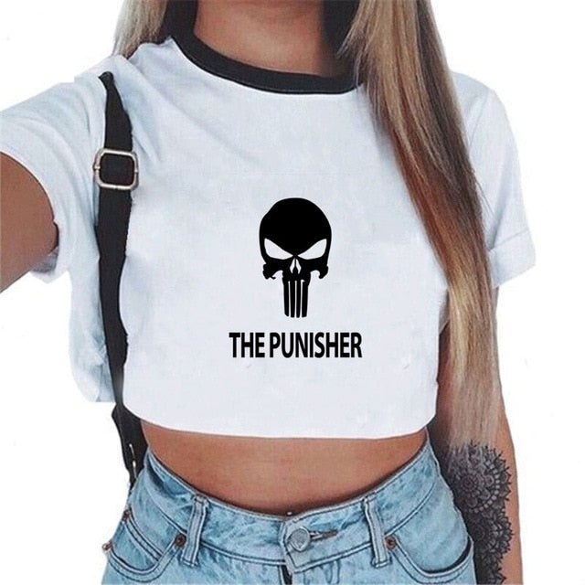 CDJLFH 2018 Summer Harajuku Crop Top T Shirt Clothes Sexy Tops For Women Clubwear Cute Croptop For Girls Top Femme